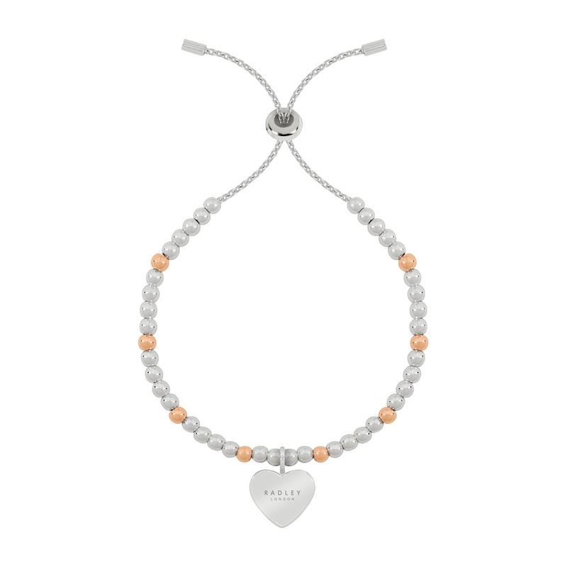 Main Image 1 of Radley Ladies' Silver Tone Bracelet Rose Gold Plated Balls and Etched Heart Pendant Bolo Bracelet