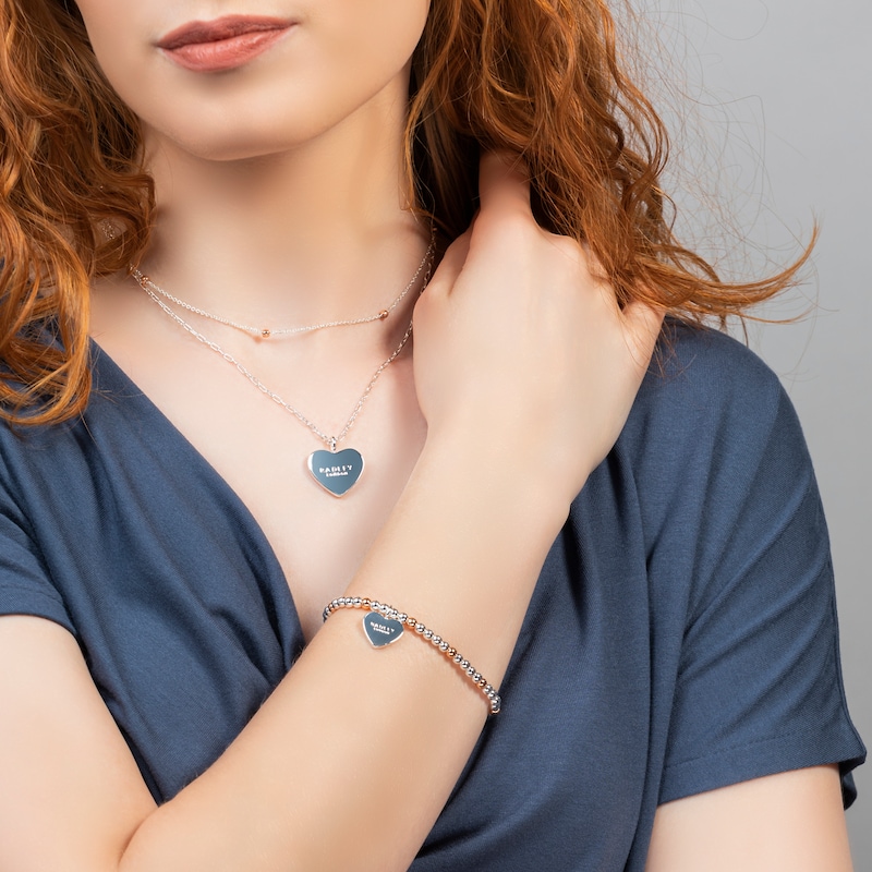 Main Image 3 of Radley Ladies' Silver Tone Bracelet Rose Gold Plated Balls and Etched Heart Pendant Bolo Bracelet