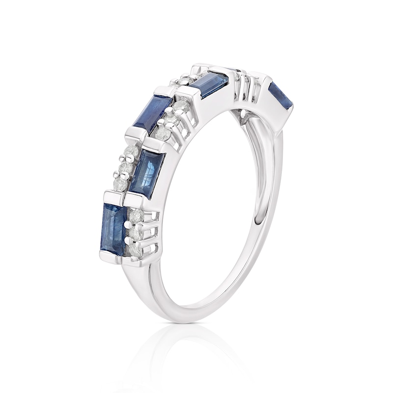 9ct White Gold Sapphire & 0.17ct Diamond Eternity Ring