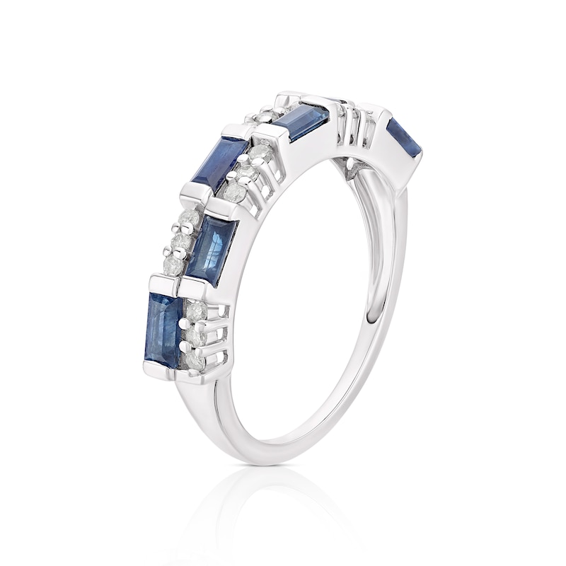 Main Image 2 of 9ct White Gold Sapphire & 0.17ct Diamond Eternity Ring