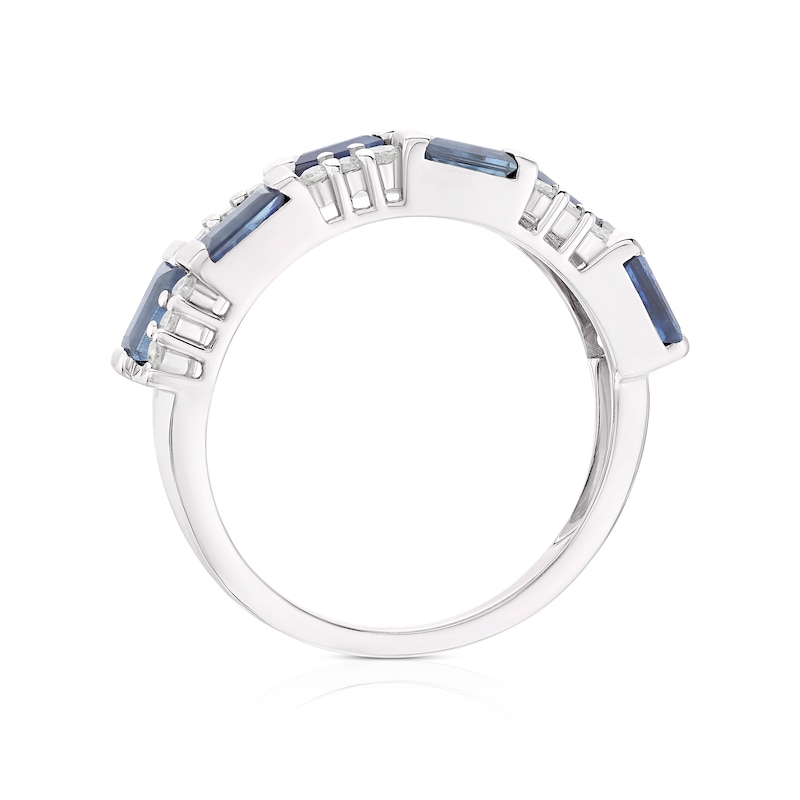 9ct White Gold Sapphire & 0.17ct Diamond Eternity Ring