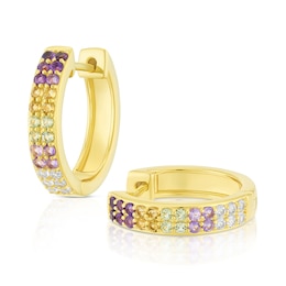 Sterling Silver & 18ct Yellow Gold Plated Vermeil Multi-Stone Hoop Earrings