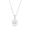 Thumbnail Image 1 of Sterling Silver Aquamarine & Diamond Disc Pendant Necklace