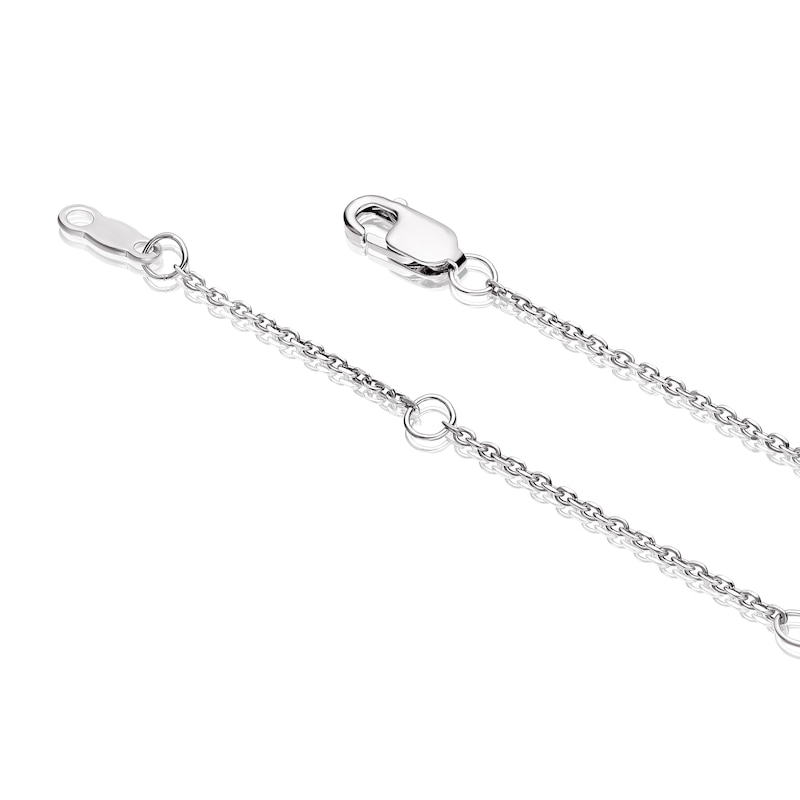 Main Image 3 of Sterling Silver Aquamarine & Diamond Disc Pendant Necklace