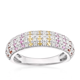 Sterling Silver Multi-Stone & 0.33ct Diamond Ring