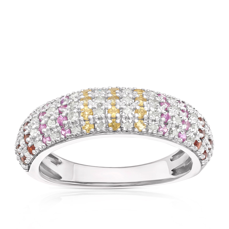 Sterling Silver Multi-Stone & 0.33ct Diamond Ring