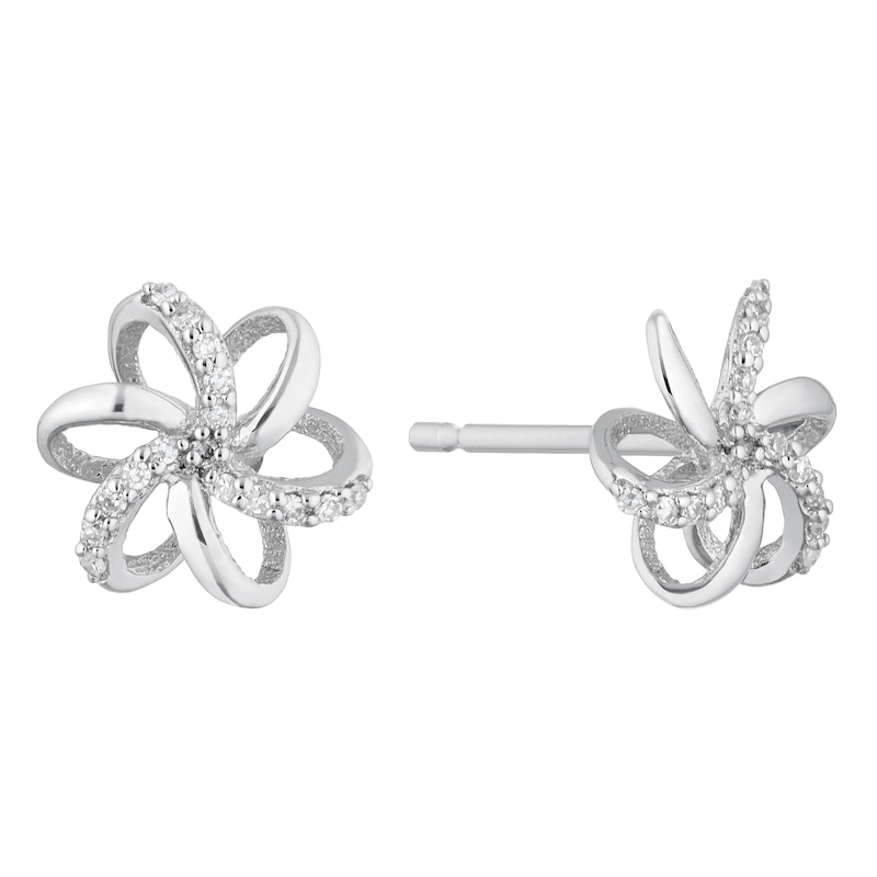 Main Image 1 of 9ct White Gold Diamond Spiral Earrings