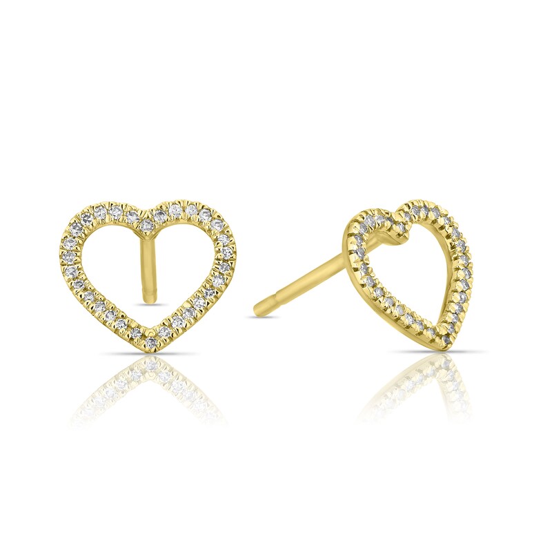 Main Image 1 of 9ct Yellow Gold & 0.08ct Diamond Total Heart Stud Earrings