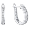 Thumbnail Image 1 of 9ct White Gold 0.20ct Channel Set Diamond Hoop Earrings