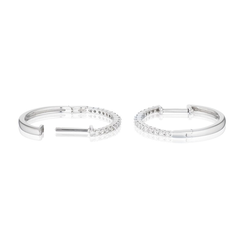 Main Image 2 of 9ct White Gold 0.25ct Diamond Hoop Earrings