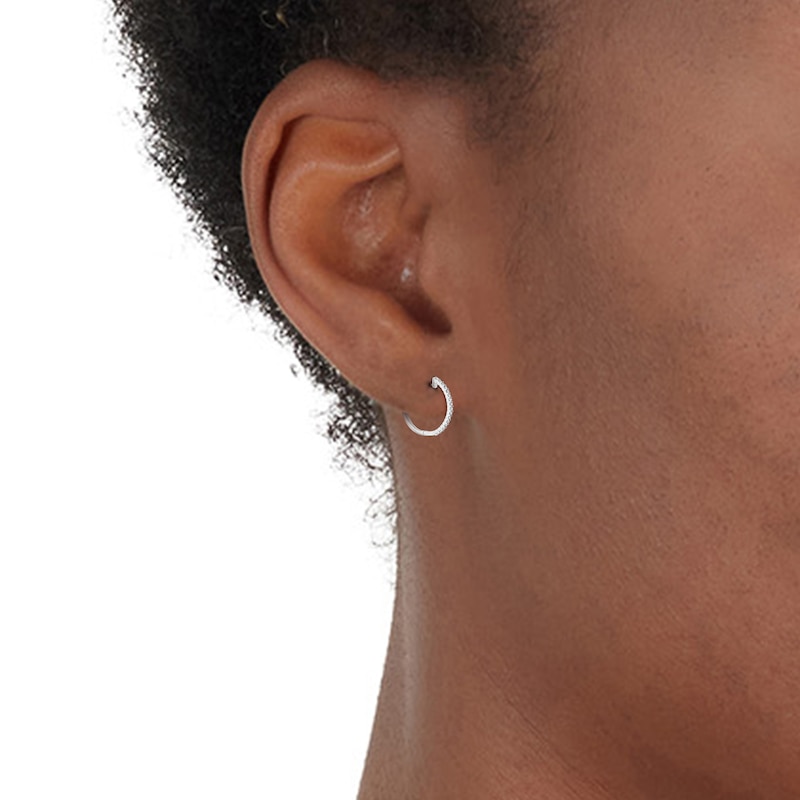 Main Image 3 of 9ct White Gold 0.25ct Diamond Hoop Earrings