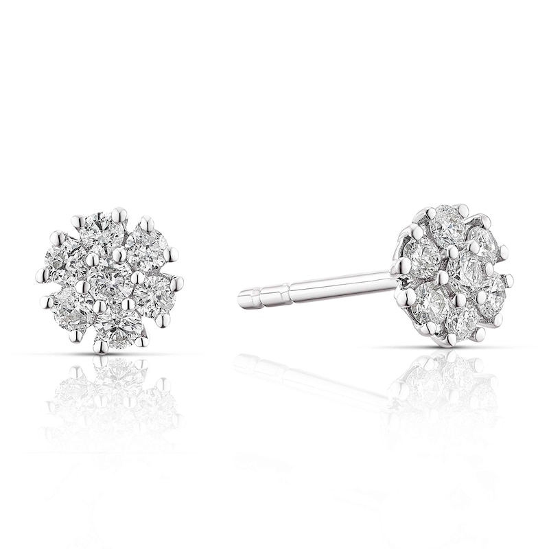 Main Image 1 of 9ct White Gold 0.25ct Diamond Daisy Cluster Earrings