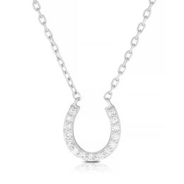 9ct White Gold Diamond Horseshoe Pendant