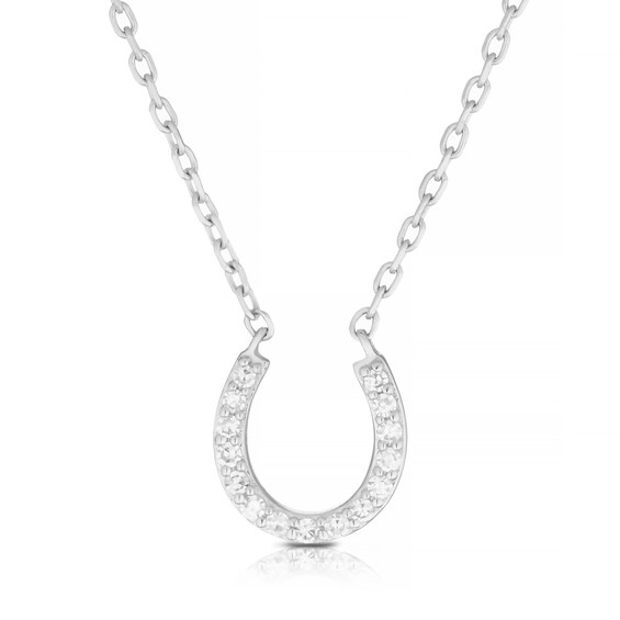 9ct White Gold Diamond Horseshoe Pendant