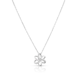 9ct White Gold 0.05ct Diamond Flower Pendant