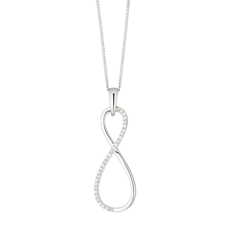 Main Image 1 of Sterling Silver 0.10ct Diamond Infinity Pendant