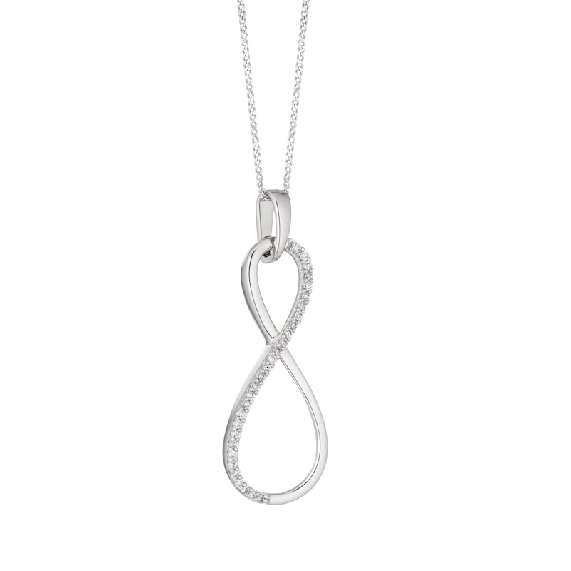 Main Image 2 of Sterling Silver 0.10ct Diamond Infinity Pendant