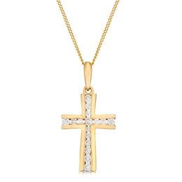 9ct Yellow Gold 0.25ct Diamond Cross Pendant