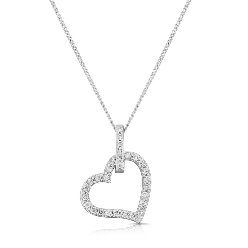 Main Image 1 of 9ct White Gold 0.20ct Diamond Heart Pendant