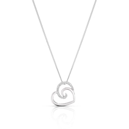 9ct White Gold 0.05ct Diamond Heart Swirl Pendant
