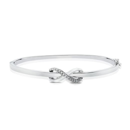 Sterling Silver 0.10ct Infinity Diamond Bangle