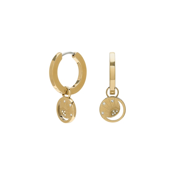 Olivia Burton Celestial Sun Women's Gold Tone Moon Disc Link Hoop Earrings