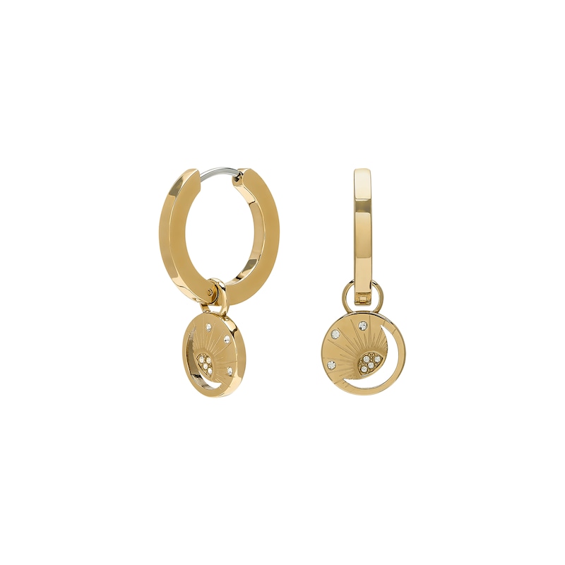 Olivia Burton Celestial Sun Ladies' Gold Tone Moon Disc Link Hoop Earrings