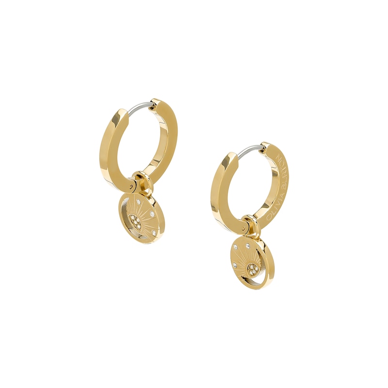 Olivia Burton Celestial Sun Ladies' Gold Tone Moon Disc Link Hoop Earrings