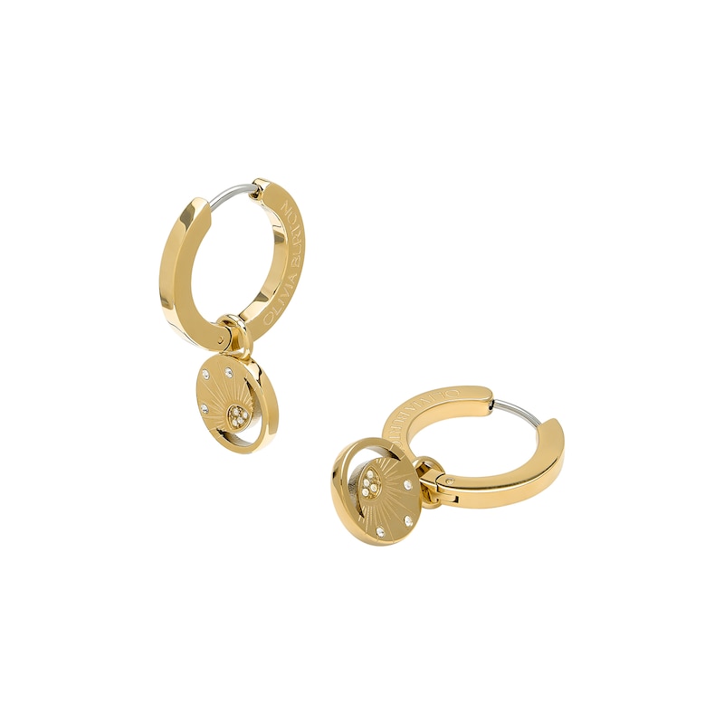 Main Image 4 of Olivia Burton Celestial Sun Ladies' Gold Tone Moon Disc Link Hoop Earrings