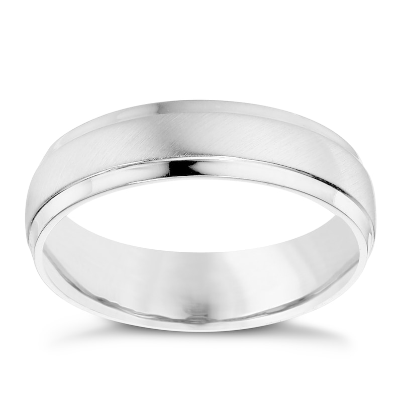 Men's Sterling Silver 5mm Matt & Polished Ring