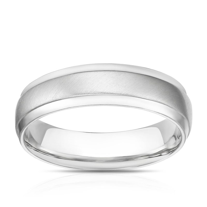 Main Image 1 of Men's Sterling Silver 5mm Matt & Polished Ring