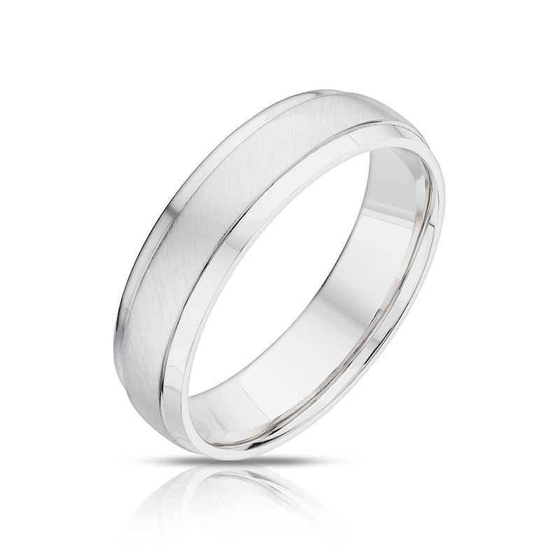 Main Image 2 of Men's Sterling Silver 5mm Matt & Polished Ring
