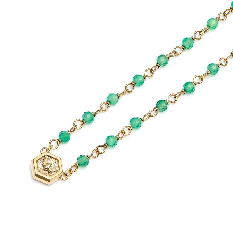 Main Image 3 of Olivia Burton Minima Bee Ladies' Green Agate Beaded Charm Necklace