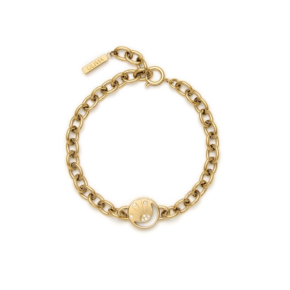 Olivia Burton Celestial Sun Women's Gold Tone Moon Disc Link Bracelet