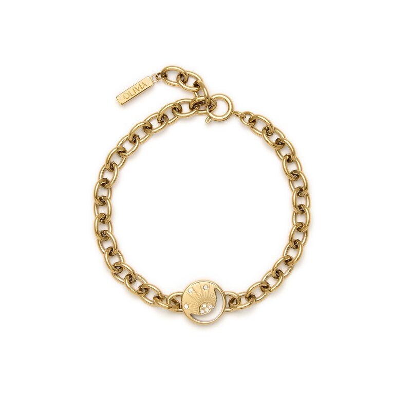 Olivia Burton Celestial Sun Ladies' Gold Tone Moon Disc Link Bracelet