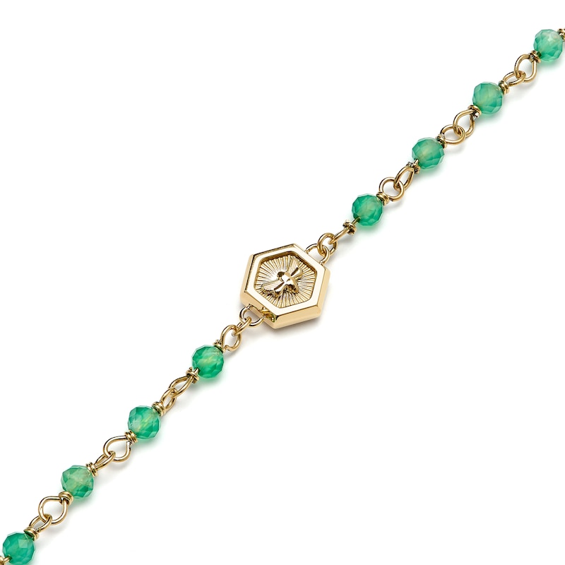 Olivia Burton Minima Bee Ladies' Green Agate Beaded Charm Bracelet