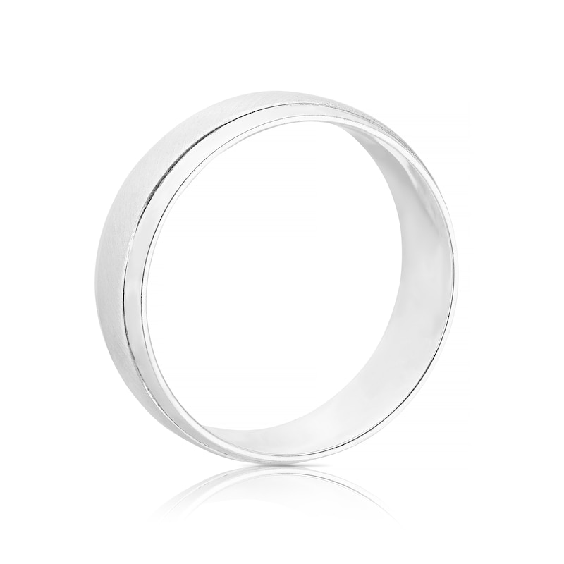 Main Image 3 of Men's Sterling Silver 7mm Double Textured Matt & Polished Ring