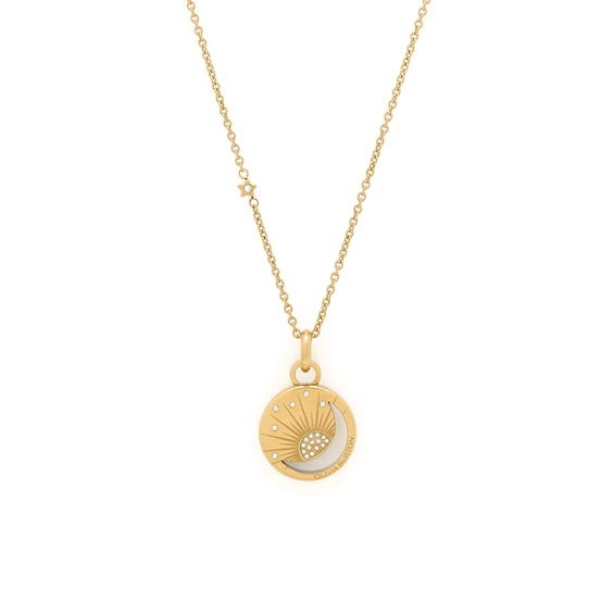 Olivia Burton Celestial Sun Womens Gold Tone Moon Disc Pendant Necklace