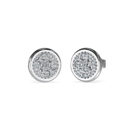 Guess Silver Tone Pavé Set Crystal Coin 12mm Stud Earrings