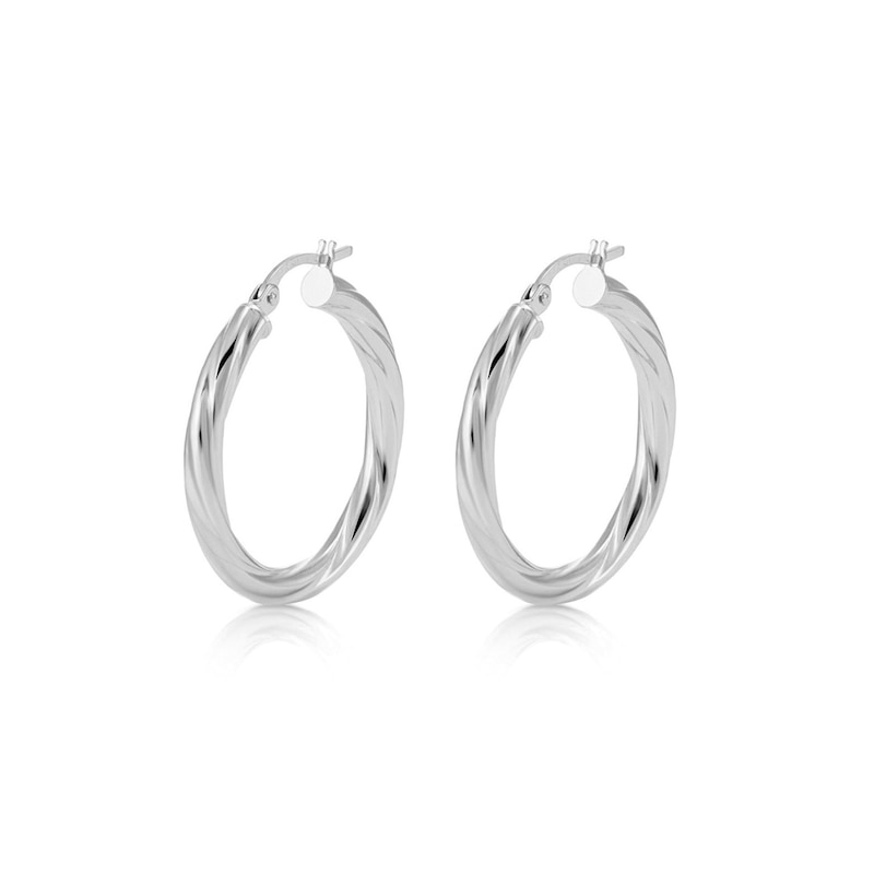 Guess Silver Tone 40mm Twisted Superlight Hoop Earrings