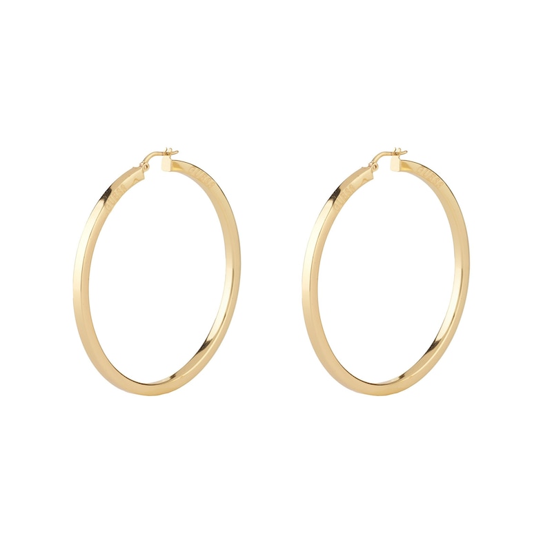 Guess Gold Tone 60mm Squared Superlight Hoop Earrings