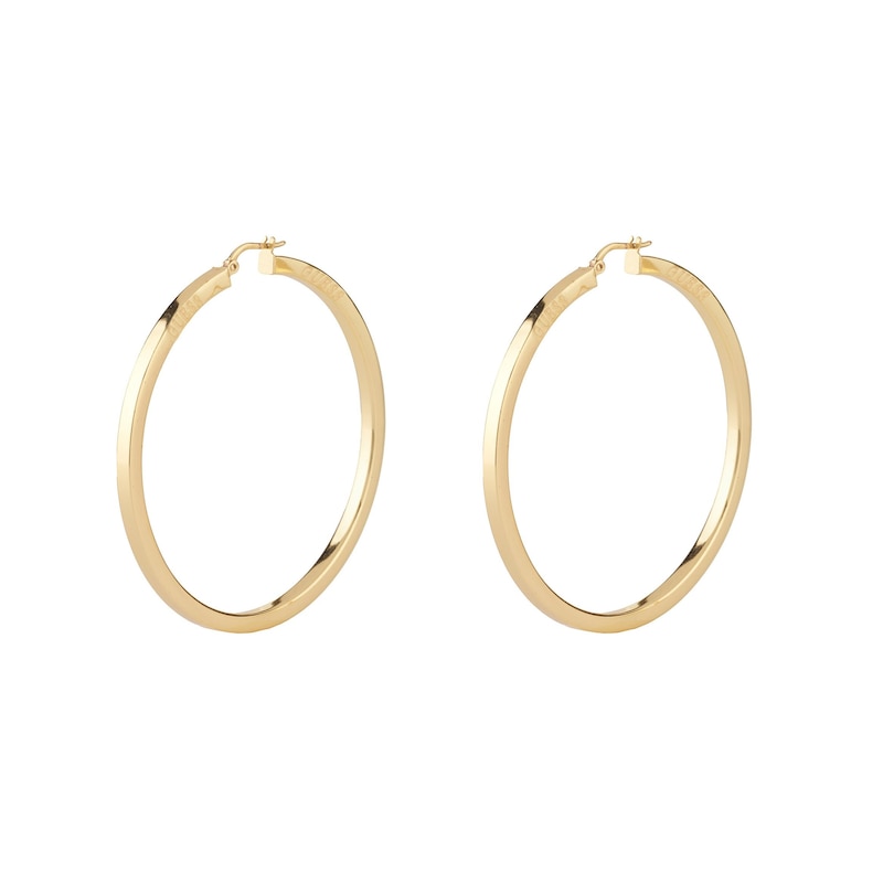 Main Image 1 of Guess Gold Tone 60mm Squared Superlight Hoop Earrings