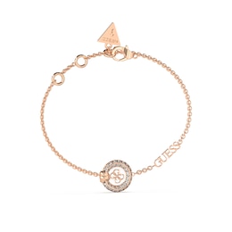 Guess Rose Tone 4G Knot Crystal & Enamel Logo Pendant Bracelet