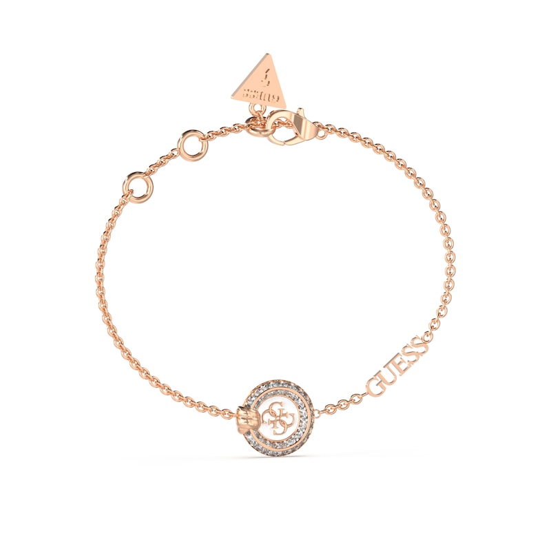 Main Image 1 of Guess Rose Tone 4G Knot Crystal & Enamel Logo Pendant Bracelet