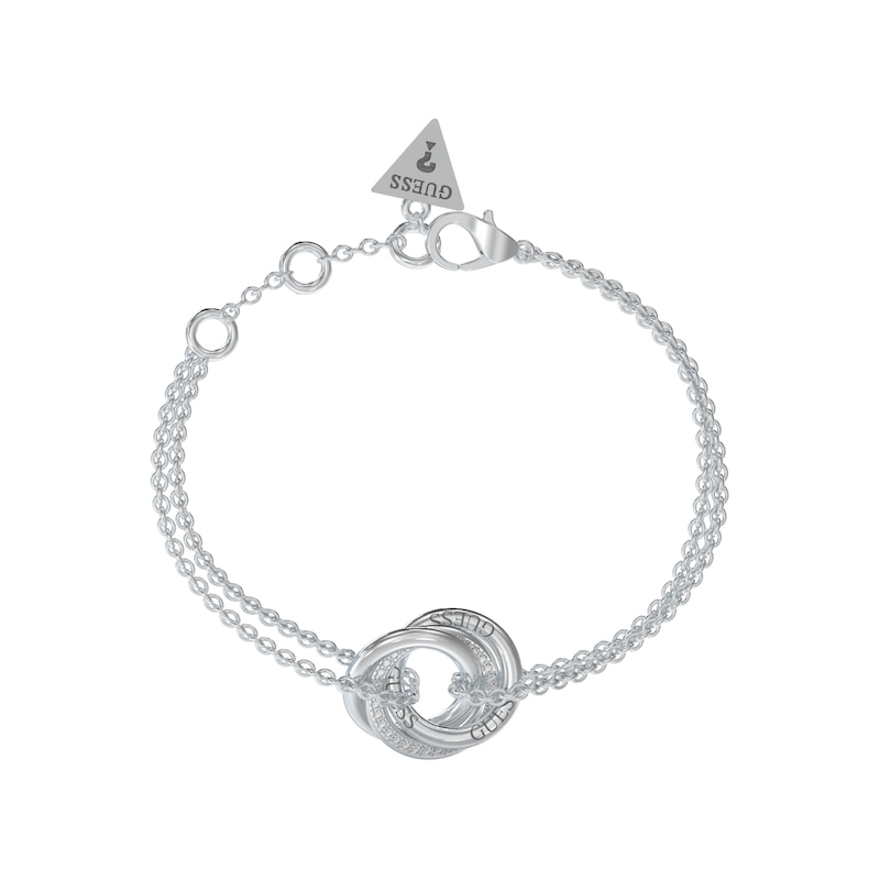 Main Image 1 of Guess Silver Tone Perfect Mini Links Crystal Pendant 8.26" Bracelet
