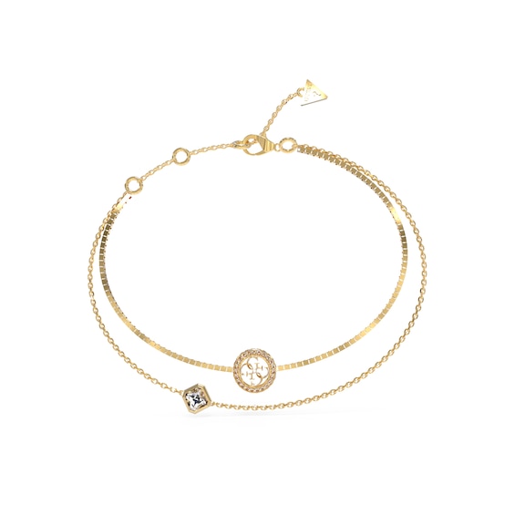 Guess Gold Tone 4G Double Layer Crystal Bracelet