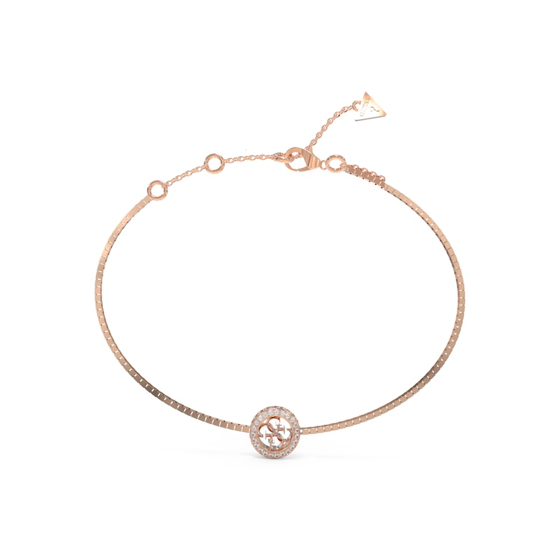 Guess Rose Gold Tone 4G Crystal Charm Bracelet