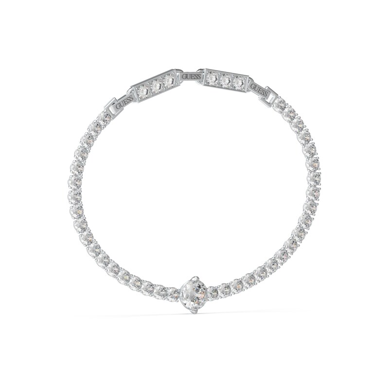Main Image 1 of Guess Silver Tone Solitaire Detail Crystal Tennis Bracelet
