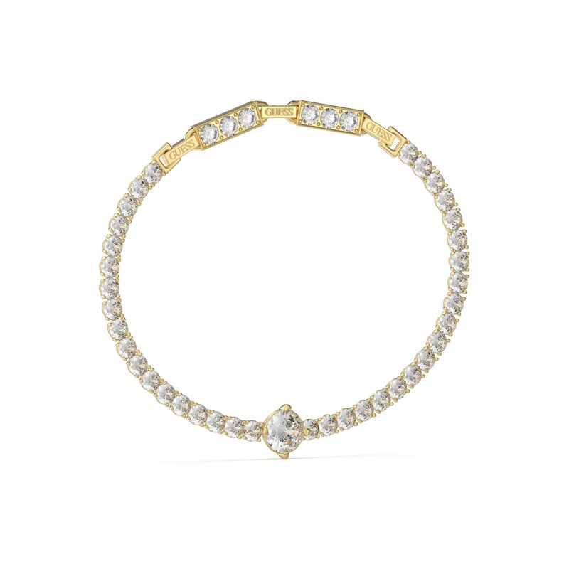 Main Image 1 of Guess Gold Tone Solitaire Detail Crystal Tennis Bracelet