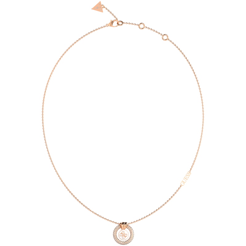 Main Image 1 of Guess Rose Tone 4G Knot Crystal & Enamel Logo Pendant 16+2" Necklace